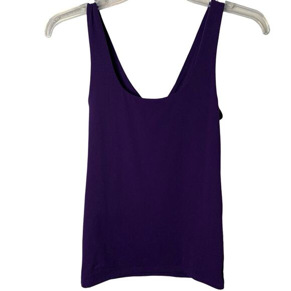 WHBM FORME Tank NWT Size X-Small Sleeveless Dual Neck Violet Plum Buttery Soft - Picture 3 of 7